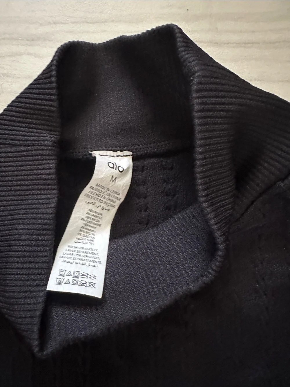 ALO Yoga Black Women's Cable-Texture Turtleneck